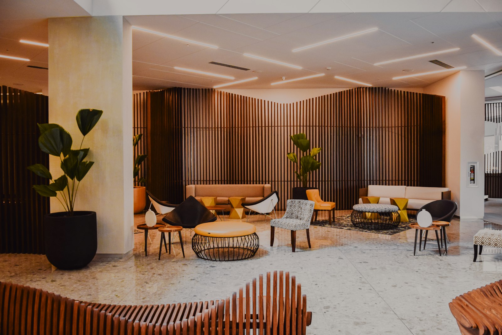 completed project: glass-fronted villa or hotel lobby, Thrissur